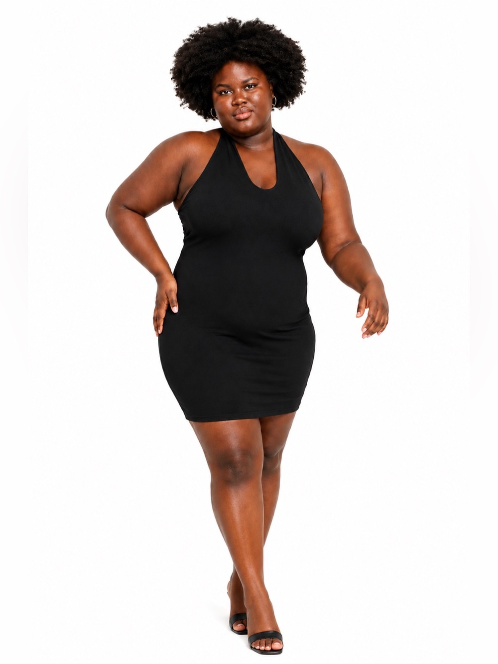 Women's Black sexy halter Bodycon Dress XL NWT